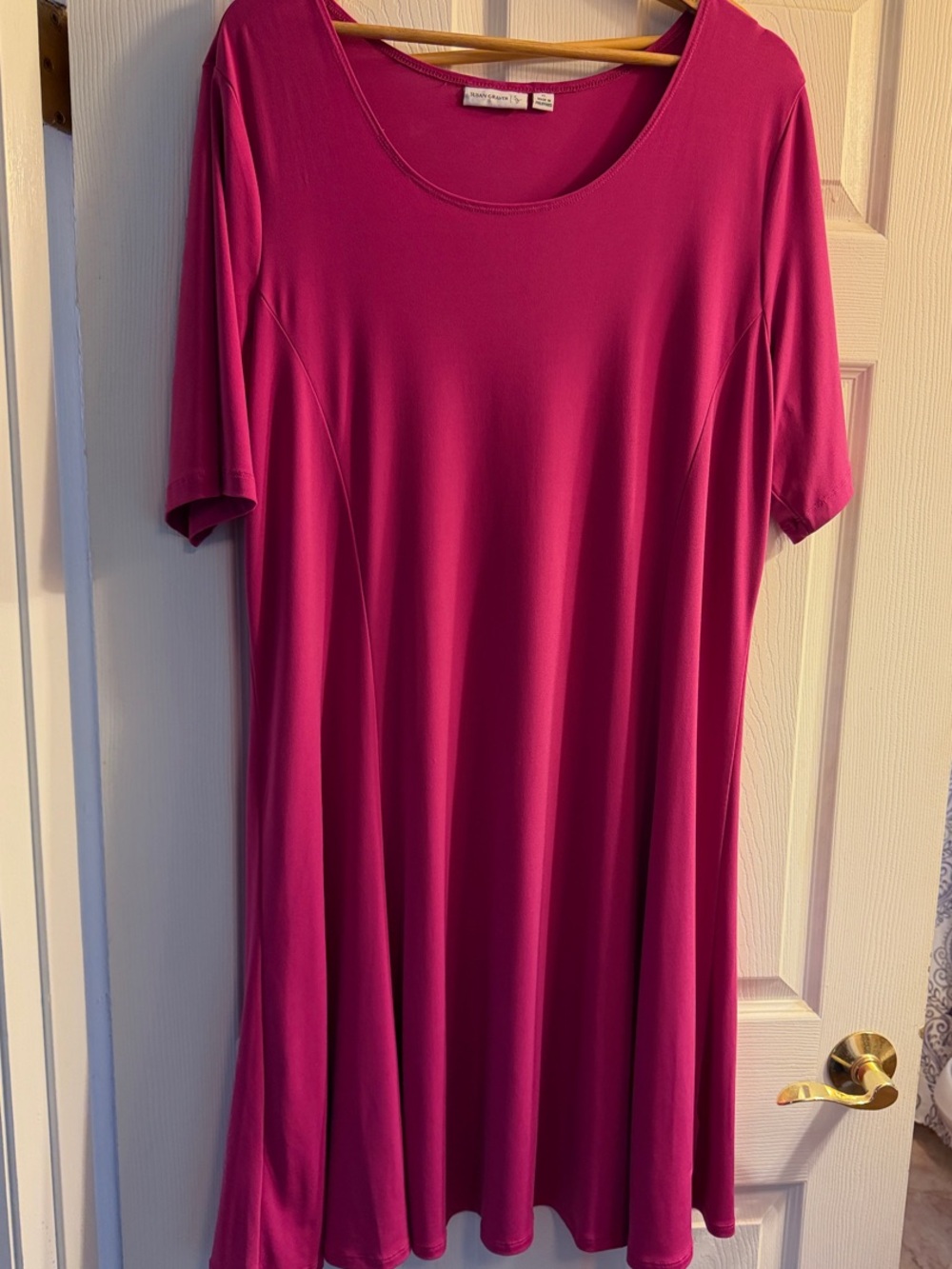Susan Graver Magenta Scoop-Neck Midi Dress